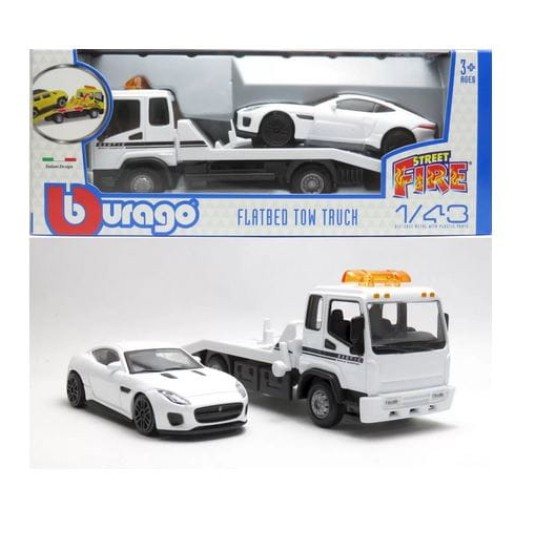 1:43 STREET FIRE FLATBED TOW TRUCK W JAGUAR F 3449 -zdjęcie numer 1