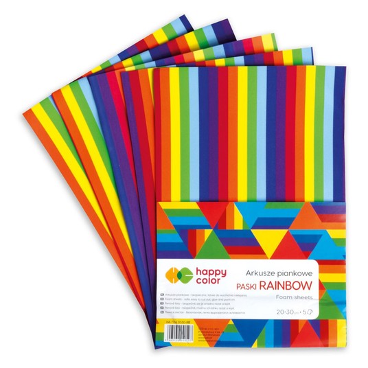 Arkusze piankowe RAINBOW Paski, A4, 5 ark., Happy -zdjęcie numer 1