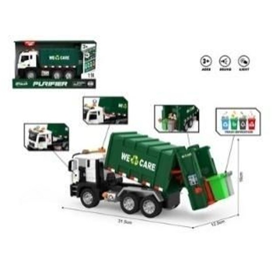 Auto śmieciarka zielona 1:10 światło dżwięk 2709 -zdjęcie numer 1