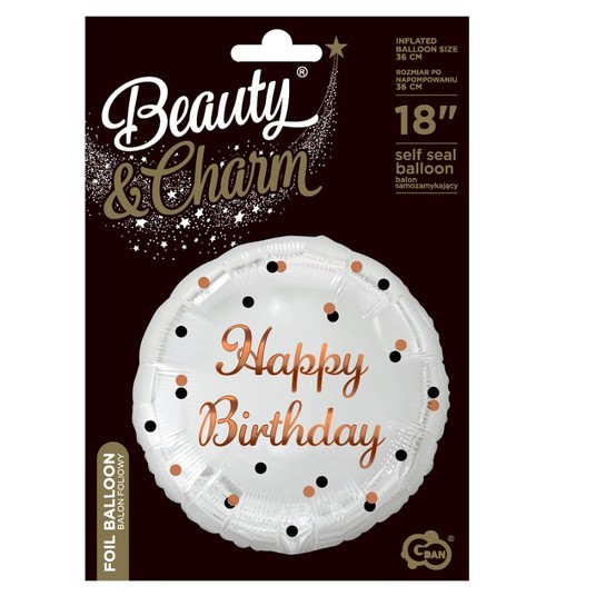 BALON FOLIOWY B&C HAPPY BIRTHDAY BIAŁY 18CALI -zdjęcie numer 1
