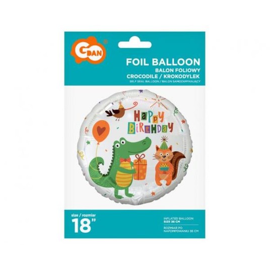 BALON FOLIOWY KROKODYLEK Z PREZENTEM HAPPY BIRTHDA -zdjęcie numer 1