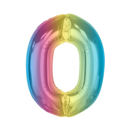 BALON FOLIOWY SMART CYFRA 0 TĘCZOWA 92CM -zdjęcie numer 1