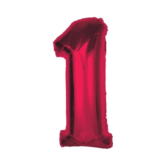 BALON FOLIOWY SMART CYFRA 1 CZERWONA 92CM -zdjęcie numer 1