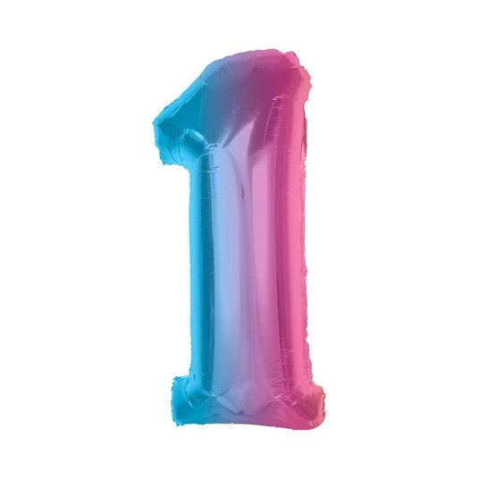 BALON FOLIOWY SMART CYFRA 1 TĘCZOWA 92CM -zdjęcie numer 1