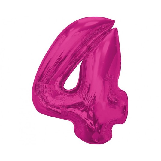 BALON FOLIOWY SMART CYFRA 4 RÓŻOWA 92CM -zdjęcie numer 1