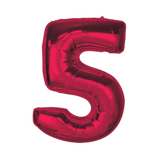 BALON FOLIOWY SMART CYFRA 5 CZERWONA 92CM -zdjęcie numer 1