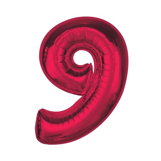 BALON FOLIOWY SMART CYFRA 9 CZERWONA 92CM -zdjęcie numer 1