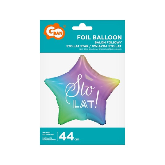 BALON FOLIOWY STO LAT GWIZDA GRADIENT 19 CALI -zdjęcie numer 1