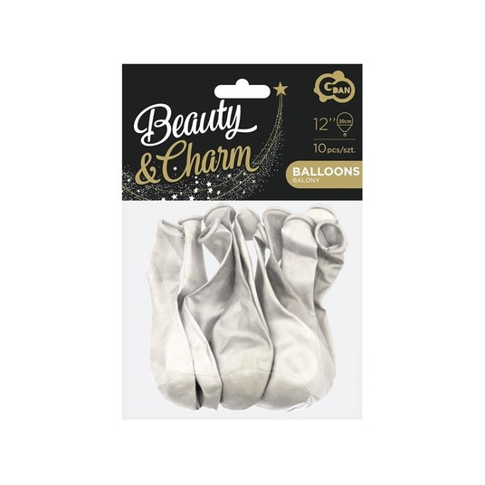 BALONY BEAUTY&CHARM METALIKI BIAŁE 10SZT 7829 -zdjęcie numer 1