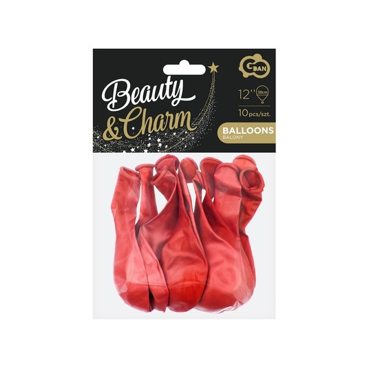 BALONY BEAUTY&CHARM METALIKI CZERWONE 10SZT -zdjęcie numer 1