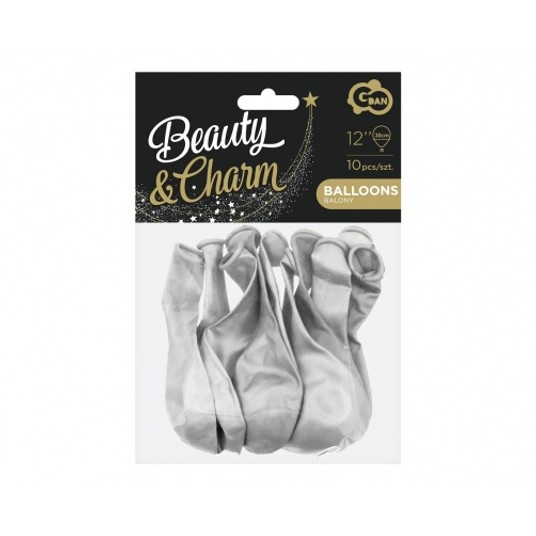 BALONY BEAUTY&CHARM METALIKI SREBRNE 12" -zdjęcie numer 1