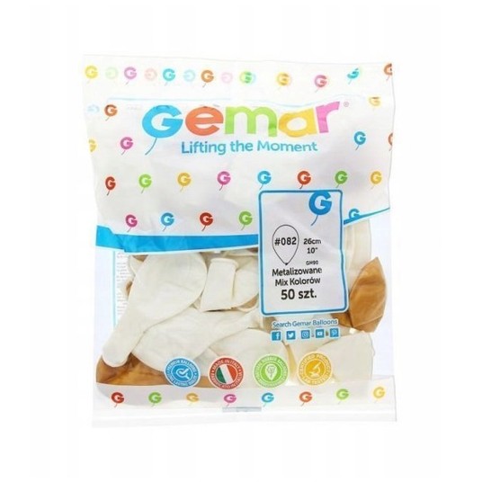 Balony Gemar 10" metalik złote i perłowe (50) 5416 -zdjęcie numer 1