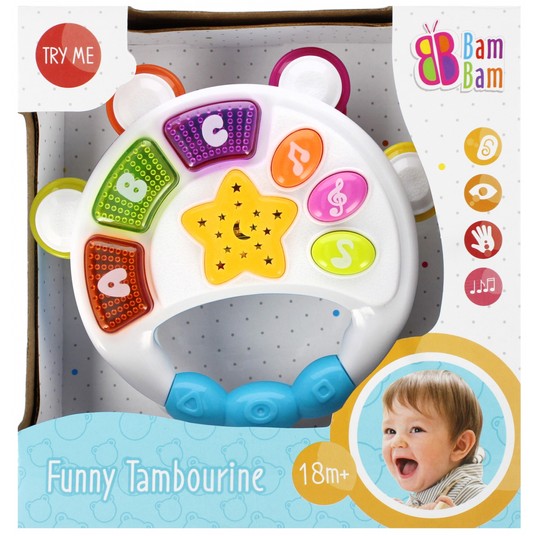BAM BAM MUZYCZNY TAMBURYN B/O 16X16X6 MIX2 6086 -zdjęcie numer 1
