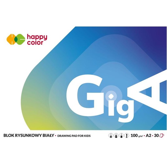 BLOK RYSYNKOWY GIGA BIAŁY A2 30 ARK HAPPY 7023 -zdjęcie numer 1