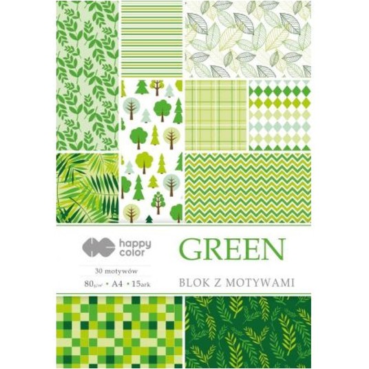 BLOK Z MOTYWAMI GREEN 80G/M2 A4 15 ARK HAPPY 4343 -zdjęcie numer 1