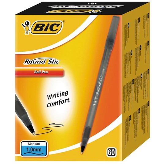 DŁUGOPIS BIC ROUND STIC CZARNY (60) 6385 -zdjęcie numer 1