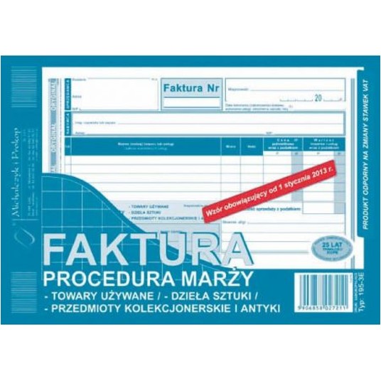 FAKTURA-PROC MARŻY-TOWARY UŻYW A5 195-3E -zdjęcie numer 1