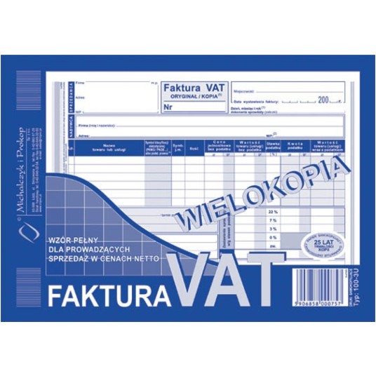 FAKTURA VAT SPRZ.CENACH NETTO A5 100-3E WIELOKOPIA -zdjęcie numer 1