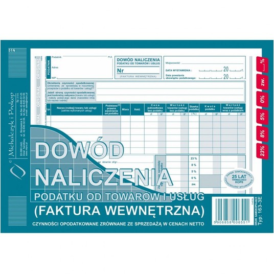 FAKTURA VAT-WEWNĘTRZNA A5 163-3E(O+K+NETTO) -zdjęcie numer 1