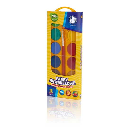 FARBY AKWARELOWE 12KOL FI 30MM PUDEŁ 6128 -zdjęcie numer 1