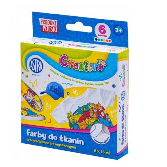 FARBY DO TKANIN ZESTAW 6X15ML CREATIVO ASTRA 9642 -zdjęcie numer 1