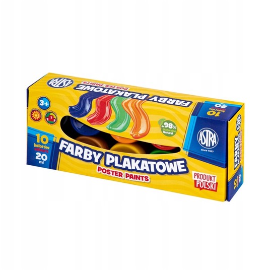 Farby plakatowe ASTRA 10 kol x 20 ml Standard 5182 -zdjęcie numer 1