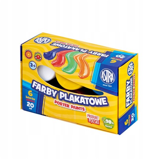 Farby plakatowe ASTRA 6 kolx20ml Standard box 5144 -zdjęcie numer 1