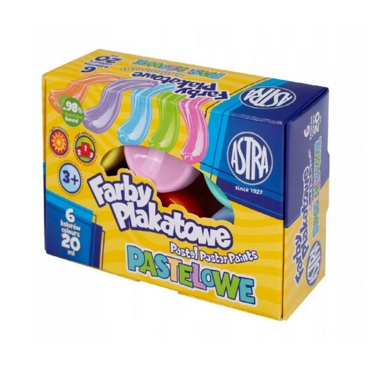 FARBY PLAKATOWE PASTEL 6 KOLRÓW 20 ML 4281 -zdjęcie numer 1