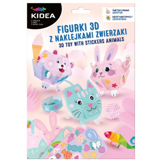 FIGURKI 3D Z NAKLEJKAMI ZWIERZAKI KIDEA 4543 -zdjęcie numer 1