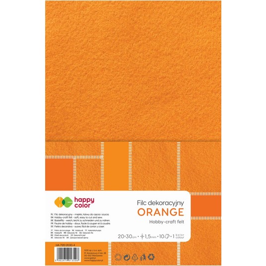 FILC DEKORCYJNY 20x30CM 1,5MM POMARAŃCZOWY 3508 -zdjęcie numer 1