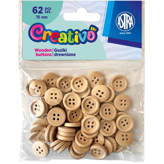 GUZIKI DREWNIANE NATURALNE ASTRA CREATIV 15MM 6017 -zdjęcie numer 1