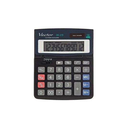 KALKULATOR BIURKOWY VECTOR KAV DK-215 BLK CZARNY -zdjęcie numer 1