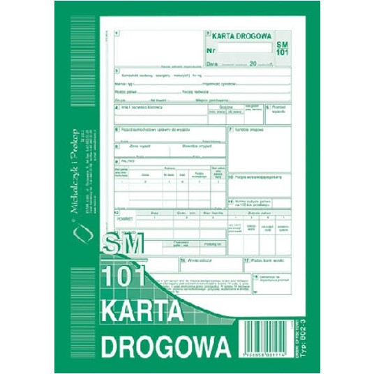 KARTA DROGOWA SAM. OSOBOWY A5 SM/101 802-3 -zdjęcie numer 1