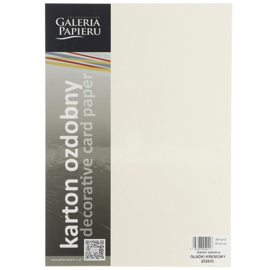 KARTON OZDOBNY GŁADKI KREMOWY 200G/M2 (50) 202830 -zdjęcie numer 1