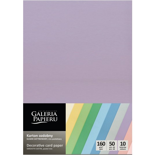 KARTON OZDOBNY GŁADKI MIX PASTEL SATYNA 160g (50) -zdjęcie numer 1