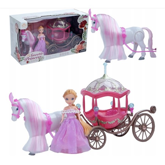 Konik różowy B/O +kareta + lalka 18cm 5472 -zdjęcie numer 1