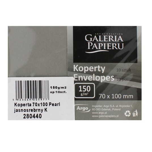 KOPERTA 70X100 PEARL JASNOSREBRNY 150G (10) 5977 -zdjęcie numer 1