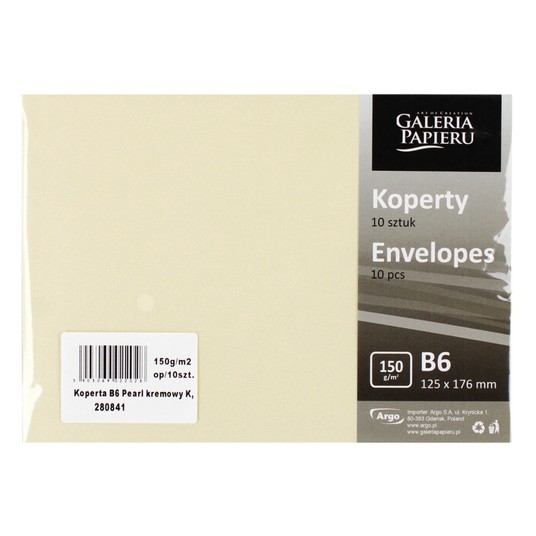 KOPERTA B6 PEARL KREMOWY K 150G (10) 2028 -zdjęcie numer 1