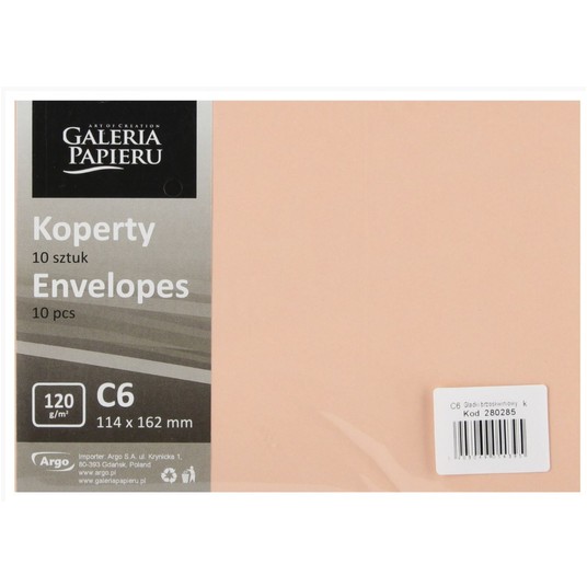 KOPERTA C6 GŁADKI BRZOSKWINIOWY 120G (10) 4395 -zdjęcie numer 1