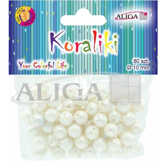 Koraliki plastikowe, opalizujące, perłowe, śr.10mm -zdjęcie numer 1