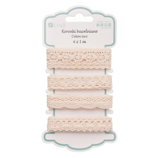 KORONKI BAWEŁNIANE 4 X 1M ANTIQUE BEIGE 7218 -zdjęcie numer 1