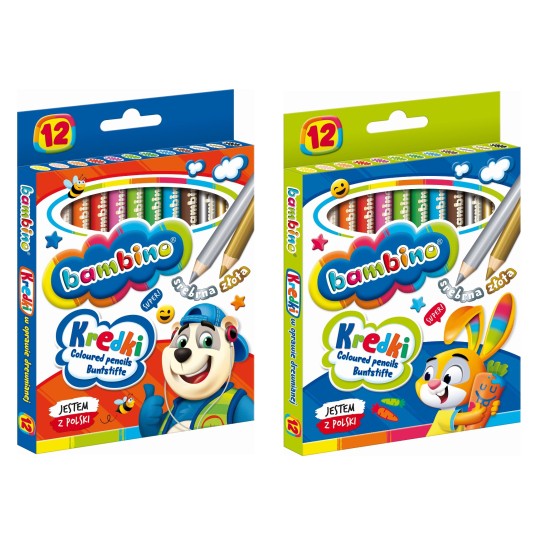 KREDKI BAMBINO DREWNIE 12 KOL 15CM A'8 0294 -zdjęcie numer 1