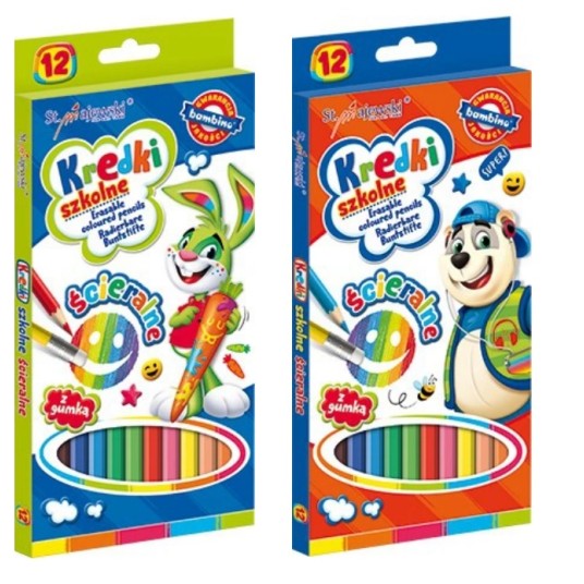 KREDKI BAMBINO OŁÓWKOWE ŚCIERALNE 12KOL 18CM 8665 -zdjęcie numer 1