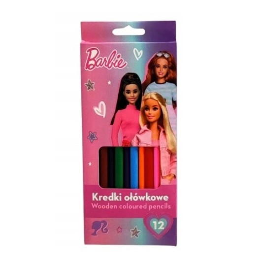 KREDKI OŁÓWKOWE 12KOL 18CM BARBIE 9912 -zdjęcie numer 1
