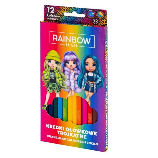 KREDKI OŁÓWKOWE TRÓJKĄTNE 12 kol Rainbow High 3510 -zdjęcie numer 1