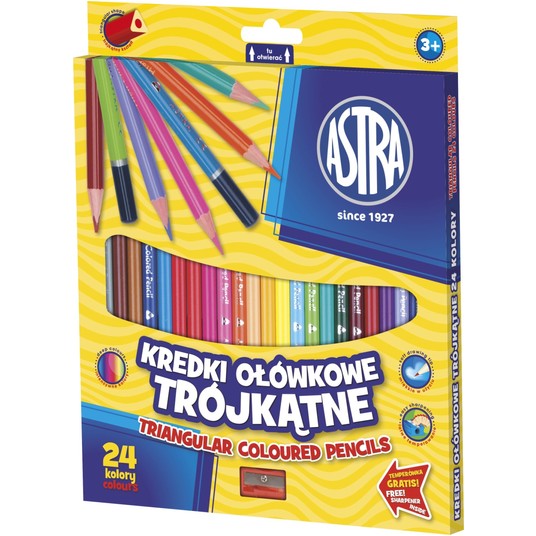 KREDKI OŁÓWKOWE TRÓJKĄTNE 24KOL ASTRA 31211003 A'6 -zdjęcie numer 1