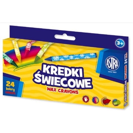 Kredki świecowe okrągłe ASTRA - 24 kolory - 8/90 m -zdjęcie numer 1