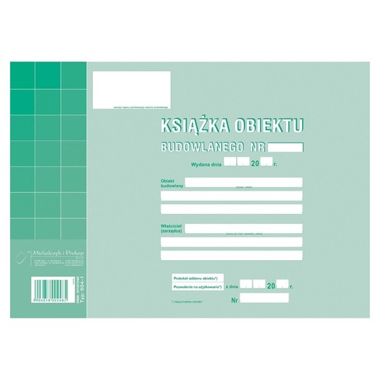 KSIĄŻKA OBIEKTU BUDOWLANEGO A4 604-15 5773 -zdjęcie numer 1