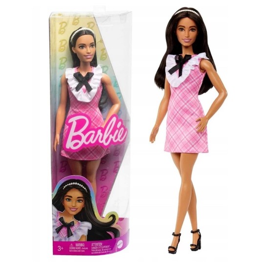 LALKA BARBIE FASHION SUKIENKA ROŻOWA KRATA HJT06 -zdjęcie numer 1