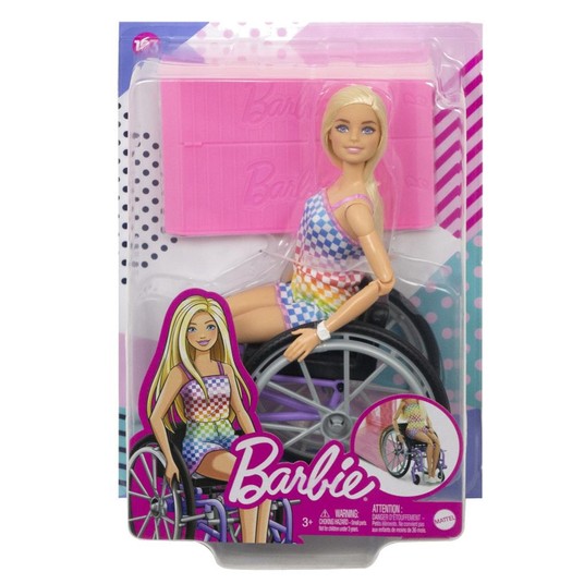 LALKA BARBIE NA WÓZKU BARBIE STRÓJ W KRATKĘ HJT13 -zdjęcie numer 1